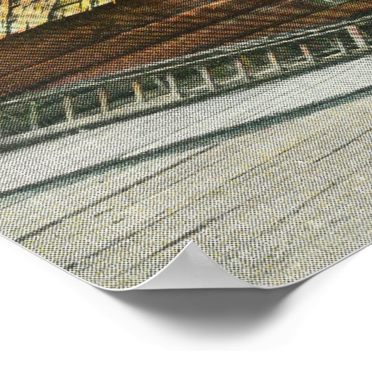 Buiten Uitzicht van Log Cabin Soda Works, Church o Poster (Hoek)