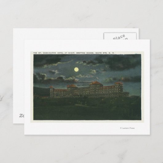 Buiten Uitzicht van Mt Washington Hotel bij nacht Briefkaart (Voorkant / Achterkant)