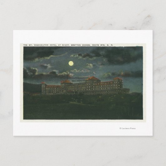 Buiten Uitzicht van Mt Washington Hotel bij nacht Briefkaart (Voorkant)