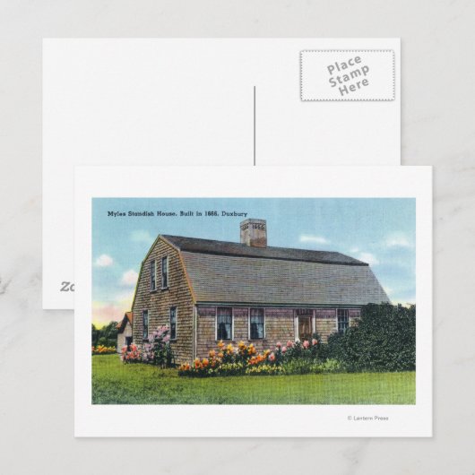 Buiten Uitzicht van Myles Standish House Briefkaart (Voorkant / Achterkant)