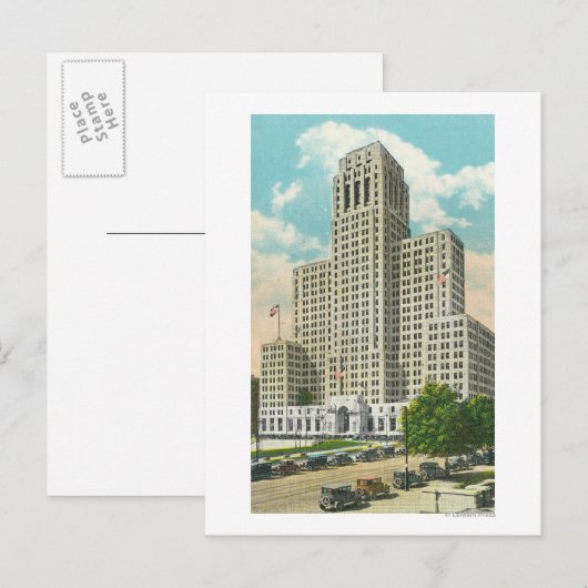 Buiten Uitzicht van NY State Kantoor Bldg Briefkaart (Voorkant / Achterkant)