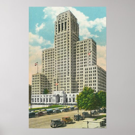 Buiten Uitzicht van NY State Kantoor Bldg Poster (Voorkant)