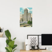 Buiten Uitzicht van NY State Kantoor Bldg Poster (Thuiskantoor)