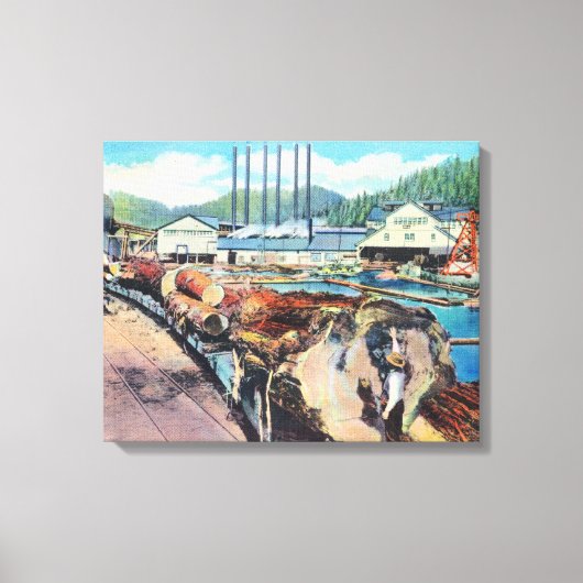 Buiten Uitzicht van Pacific Lumber Co., Redwood Canvas Afdruk (Voorkant)