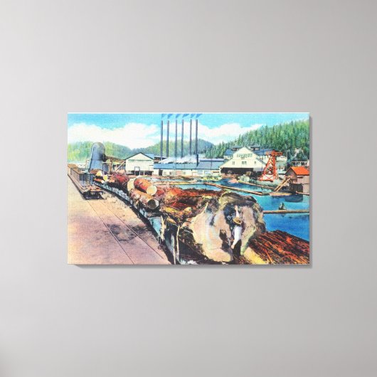 Buiten Uitzicht van Pacific Lumber Co., Redwood Canvas Afdruk (Voorkant)