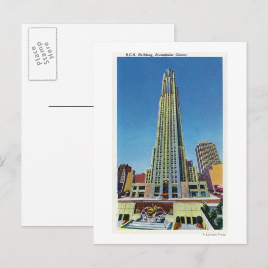 Buiten Uitzicht van RCA Bldg, Rockefeller Center Briefkaart (Voorkant / Achterkant)