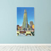 Buiten Uitzicht van RCA Bldg, Rockefeller Center Canvas Afdruk (Insitu (Houten vloer))