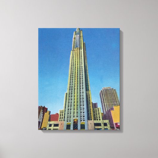 Buiten Uitzicht van RCA Bldg, Rockefeller Center Canvas Afdruk (Voorkant)