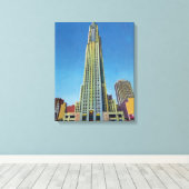 Buiten Uitzicht van RCA Bldg, Rockefeller Center Canvas Afdruk (Insitu (Houten vloer))