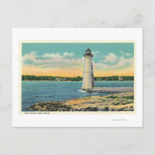 Buiten Uitzicht van Rock Island Light House Briefkaart (Voorkant)