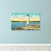 Buiten Uitzicht van Rock Island Light House Canvas Afdruk (Insitu (Houten vloer))