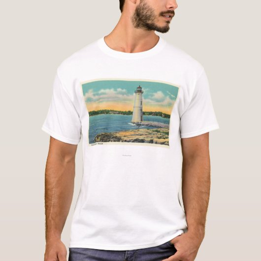 Buiten Uitzicht van Rock Island Light House T-shirt (Voorkant)