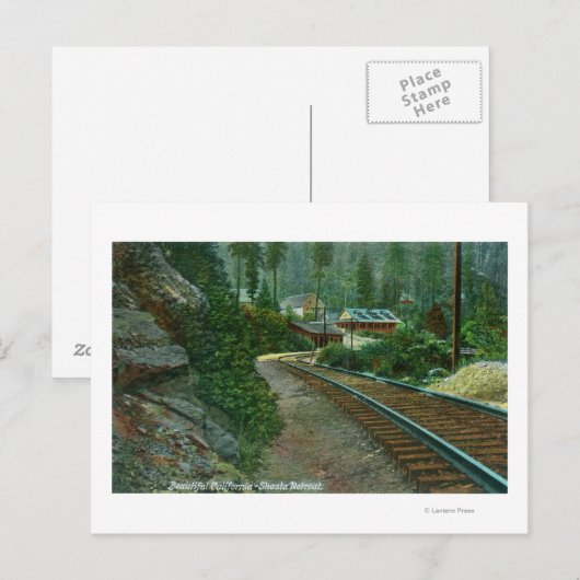 Buiten Uitzicht van Shasta Retreat van de spoorweg Briefkaart (Voorkant / Achterkant)
