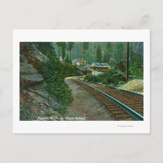 Buiten Uitzicht van Shasta Retreat van de spoorweg Briefkaart (Voorkant)