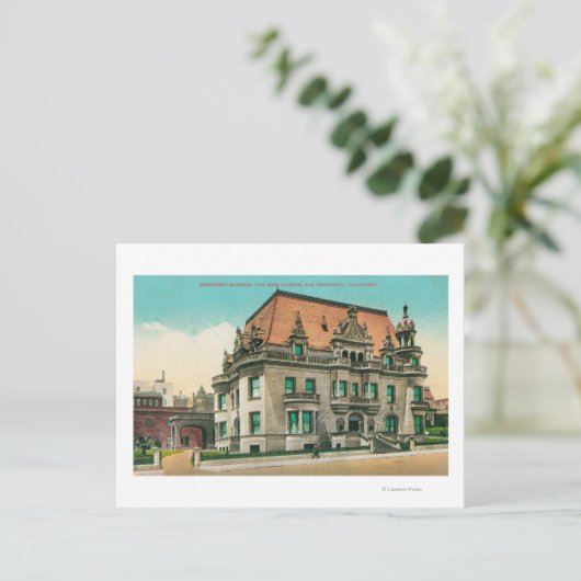 Buiten Uitzicht van Spreckels Mansion, Van Ness Briefkaart (Staand voorkant)