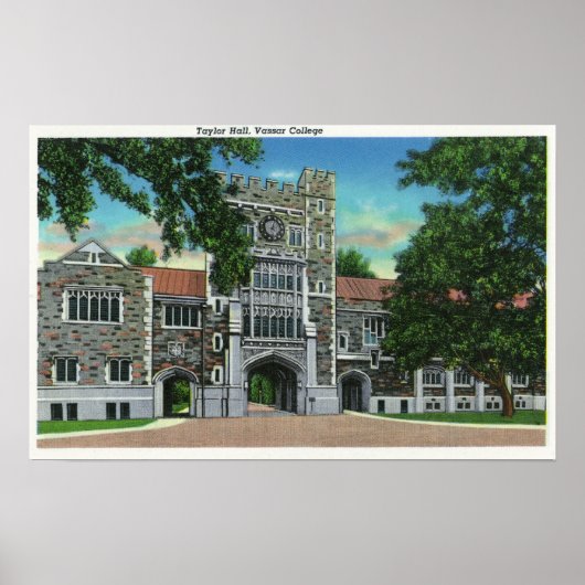 Buiten Uitzicht van Taylor Hall, Vassar College Poster (Voorkant)