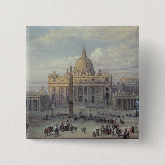 Buiten van St. Peter's Vierkante Button 5,1 Cm (Voorkant)
