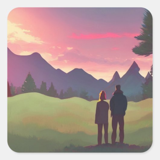 Buiten Vierkante Sticker (Voorkant)