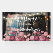 Buiten Whiskey Vat Bruidsfeest Verwelkoming Spandoek (Horizontaal)