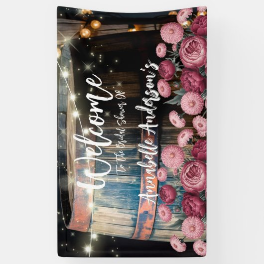 Buiten Whiskey Vat Bruidsfeest Verwelkoming Spandoek (Verticaal)