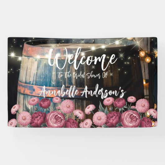 Buiten whiskeyvat bruidsdouche welkom spandoek (Horizontaal)