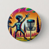 Buitenaards Alien Disc Golfen Ronde Button 5,7 Cm (Voorkant)