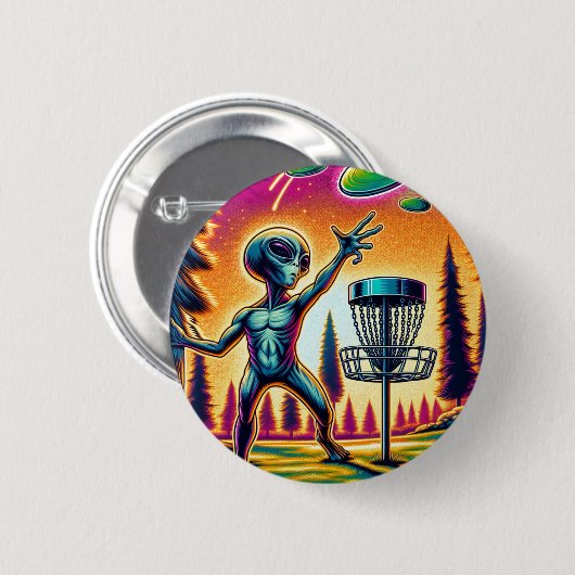 Buitenaards Alien Disc Golfen Ronde Button 5,7 Cm (Voorkant /achterkant)