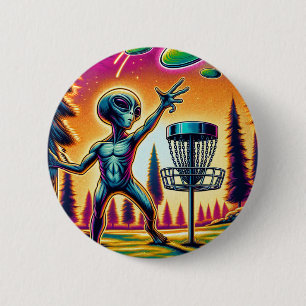 Buitenaards Alien Disc Golfen Ronde Button 5,7 Cm