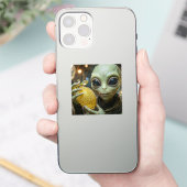 Buitenaards Alien en Kristallijn Citroen   Sticker (Telefoon)