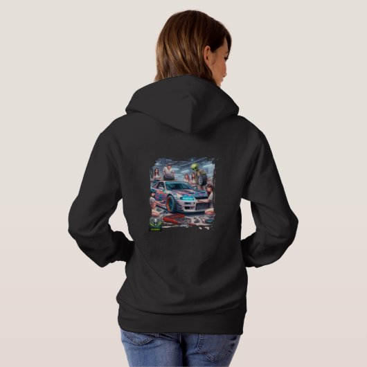 Buitenaards (Alien) Neon Drift Mechanic Hoodie (Achterkant volledig)