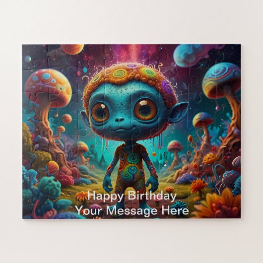 Buitenaards avontuur in een fantasy paddenstoelenb legpuzzel (Horizontaal)