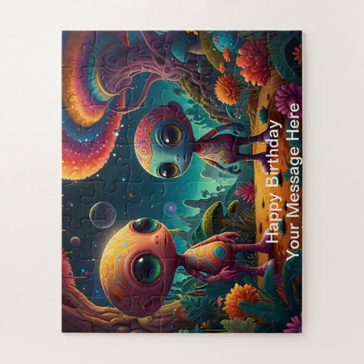 Buitenaards avontuur in een fantasy paddenstoelenb legpuzzel (Verticaal)