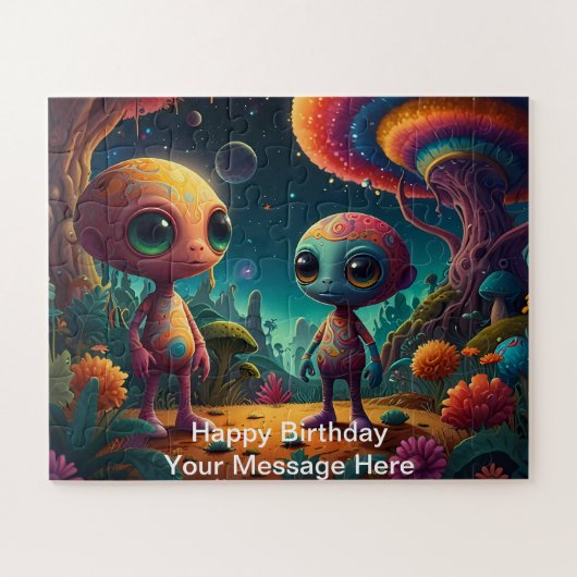 Buitenaards avontuur in een fantasy paddenstoelenb legpuzzel (Horizontaal)