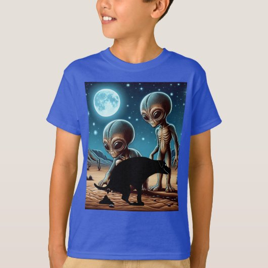 Buitenaards Avontuur Pooing Dog T-shirt (Voorkant)