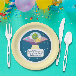 Buitenaards Baby shower Papier Borden Papieren Bordje