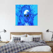 Buitenaards blauwe schedel canvas afdruk (Insitu (Slaapkamer))