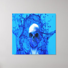 Buitenaards blauwe schedel canvas afdruk