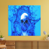 Buitenaards blauwe schedel canvas afdruk (Insitu (Woonkamer))