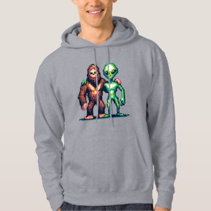 Buitenaards Buitenaards Wezen en Bigfoot Pixel Art Hoodie