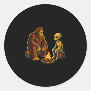 Buitenaards en bigfoo ronde sticker