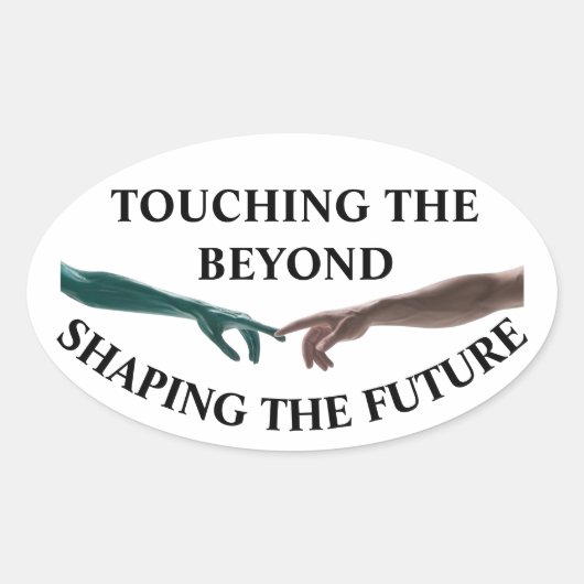 Buitenaards en menselijk ovale sticker (Voorkant)