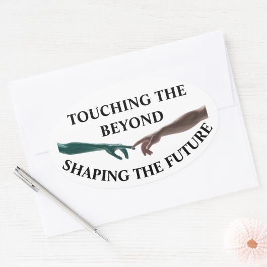 Buitenaards en menselijk ovale sticker (Envelop)