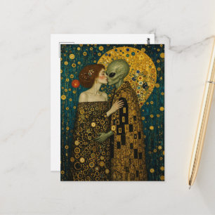 Buitenaards en vrouw verliefd Klimt Briefkaart