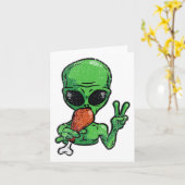 Buitenaards eten Turkije Thanksgiving Dag Funny Uf Kaart (Gele Bloem)