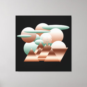 Buitenaards gezicht in abstracte ruimtekunst canvas afdruk