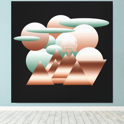 Buitenaards gezicht in abstracte ruimtekunst canvas afdruk (Insitu (Houten vloer))