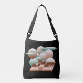 Buitenaards gezicht in abstracte ruimtekunst crossbody tas (Voorkant)