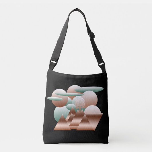 Buitenaards gezicht in abstracte ruimtekunst crossbody tas (Voorkant)