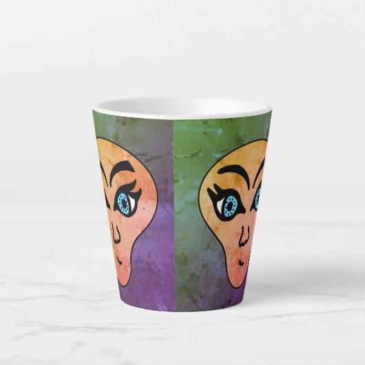 buitenaards gezicht latte mok (Voorkant)