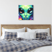 Buitenaards gezicht met planeten en reflecties in  canvas afdruk (Insitu (Slaapkamer))